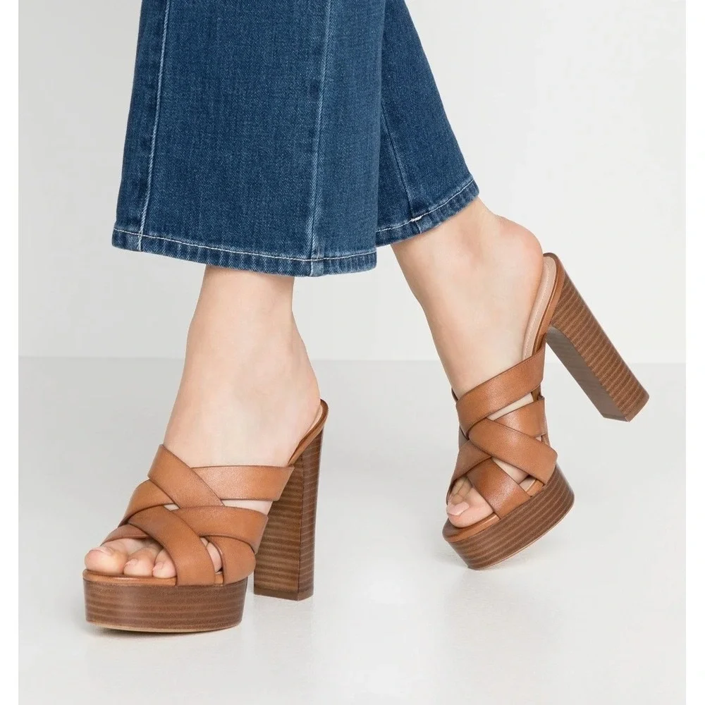 Aldo Womens White Leather Casuarina Open Toe Platform Heels Mules Sandals Size 9 - Picture 4 of 12